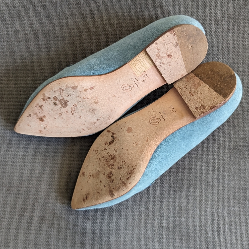 M. Gemi Stellato Sacchetto Pointy Toe Flats in Cornflower Blue Suede - Picture 5 of 5